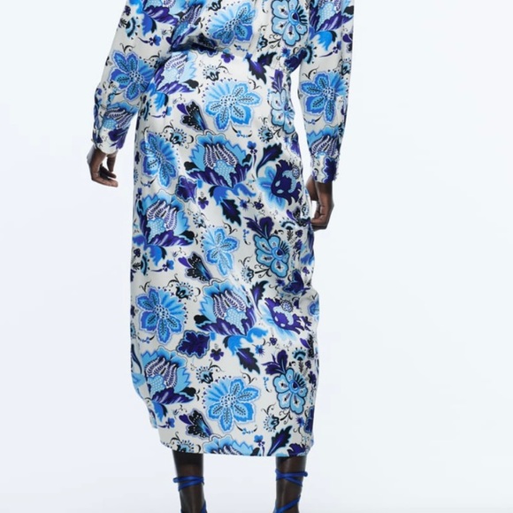 Sold!!NWT Zara MIDI dress V neck wrap front - Picture 9 of 9